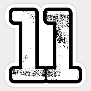 Number 11 T-Shirt Vintage Eleven Tee Sports Design Sticker